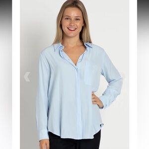 Mela Purdie Women’s Mache Single Pocket Buttoned Shirt In Bluewash  Size 12, M